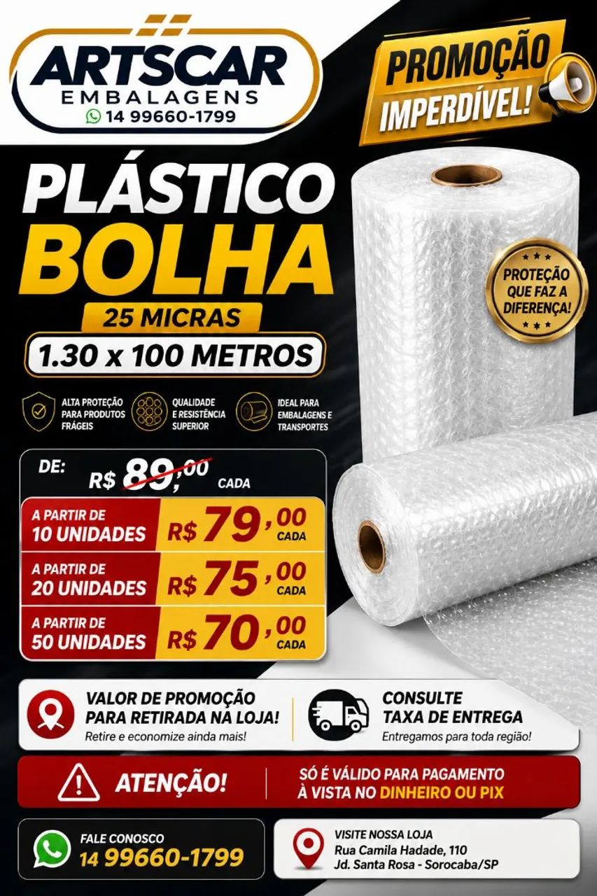 PLÁSTICO BOLHA ATACADO E VAREJO 