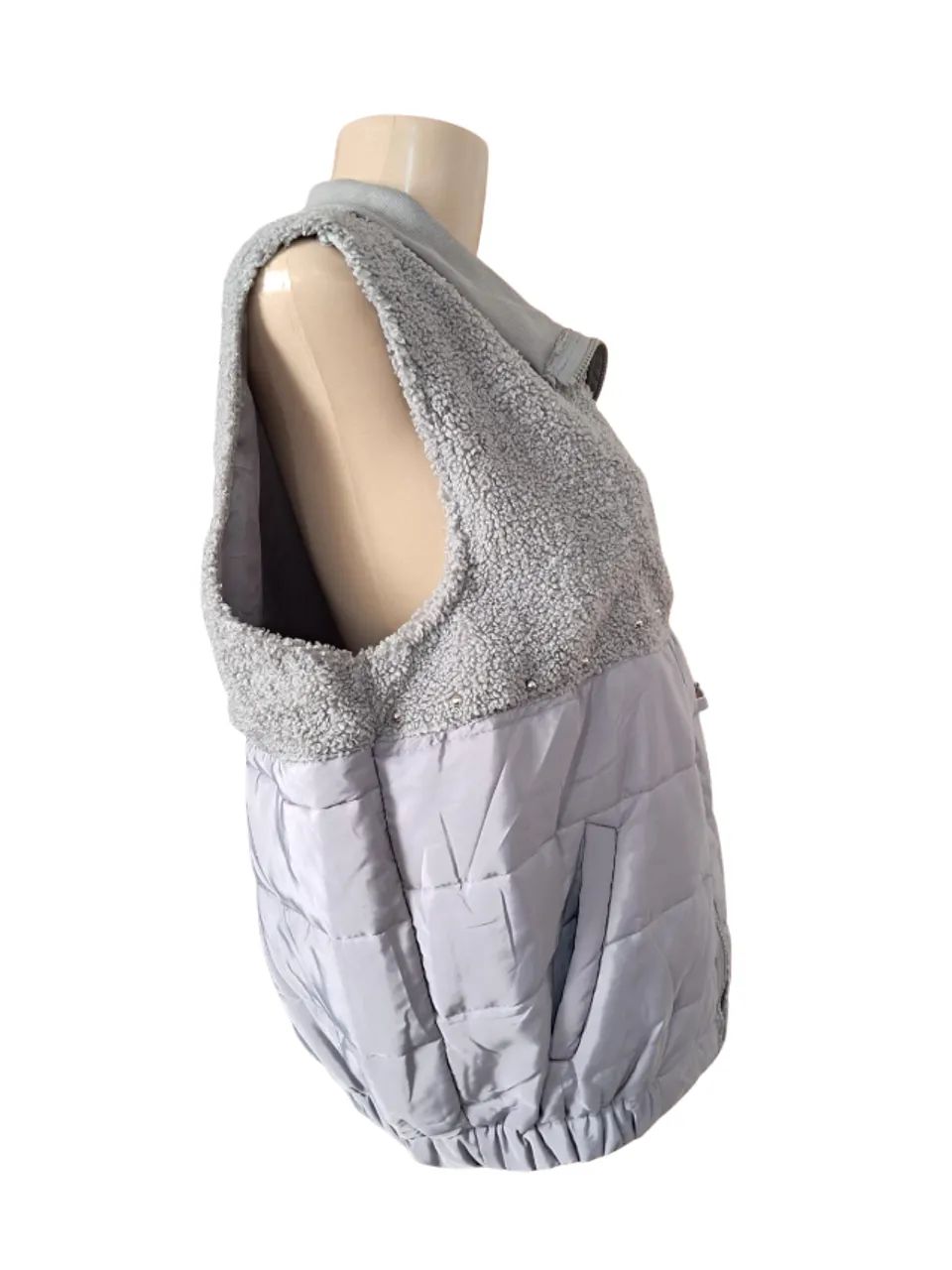 Colete Feminino Victtoria Voice G - Puffer e Teddy Cinza - Foto 5