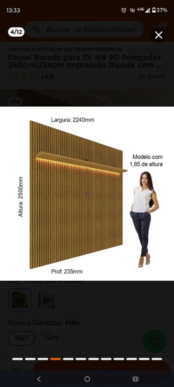 PAINEL RIPADO PARA TV ATÉ 90 POLEGADAS 250CM X 224CM  - Foto 5