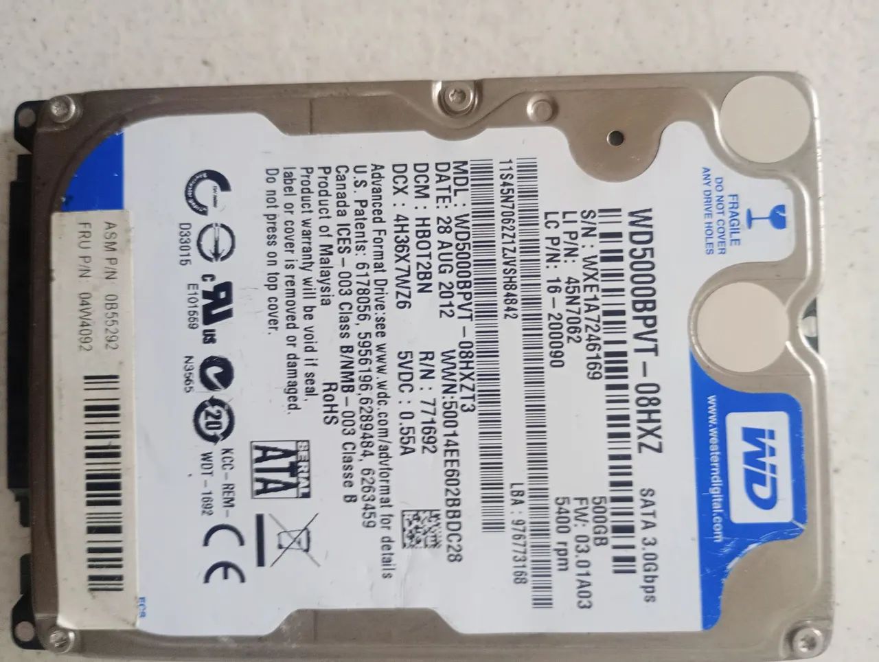 HD 500 WD com windows 8