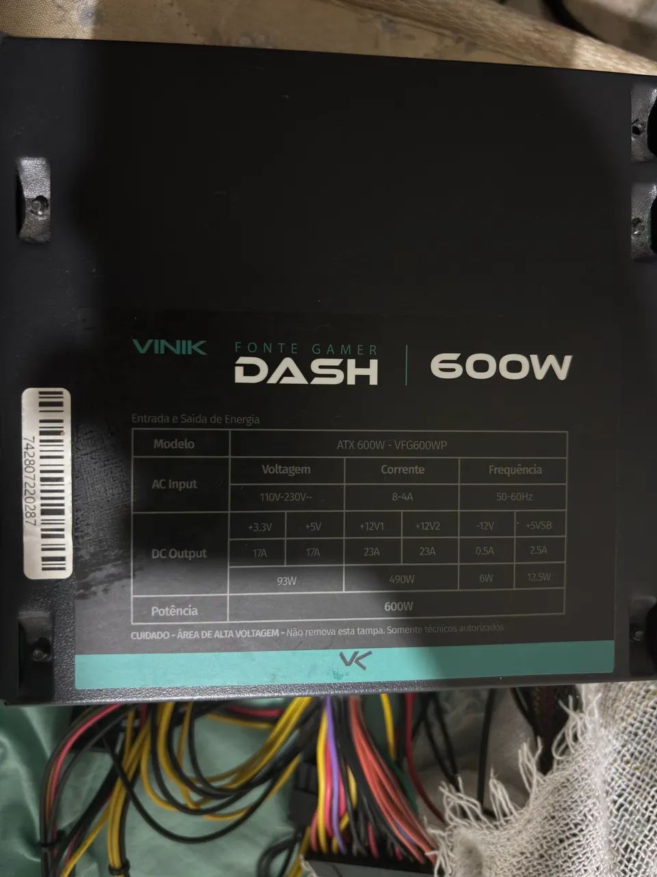 Fonte Vinik Dash 600W V3 - R$100 - SEM CAIXA - Foto 3