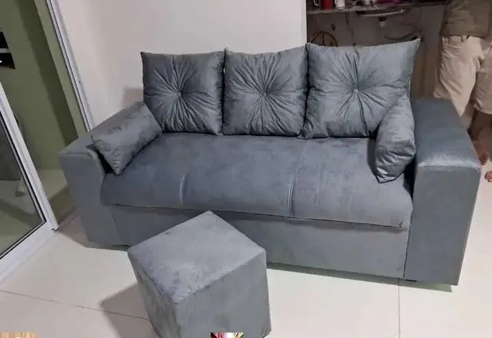 Sofa 3 lugares + 1 puff da fábrica 