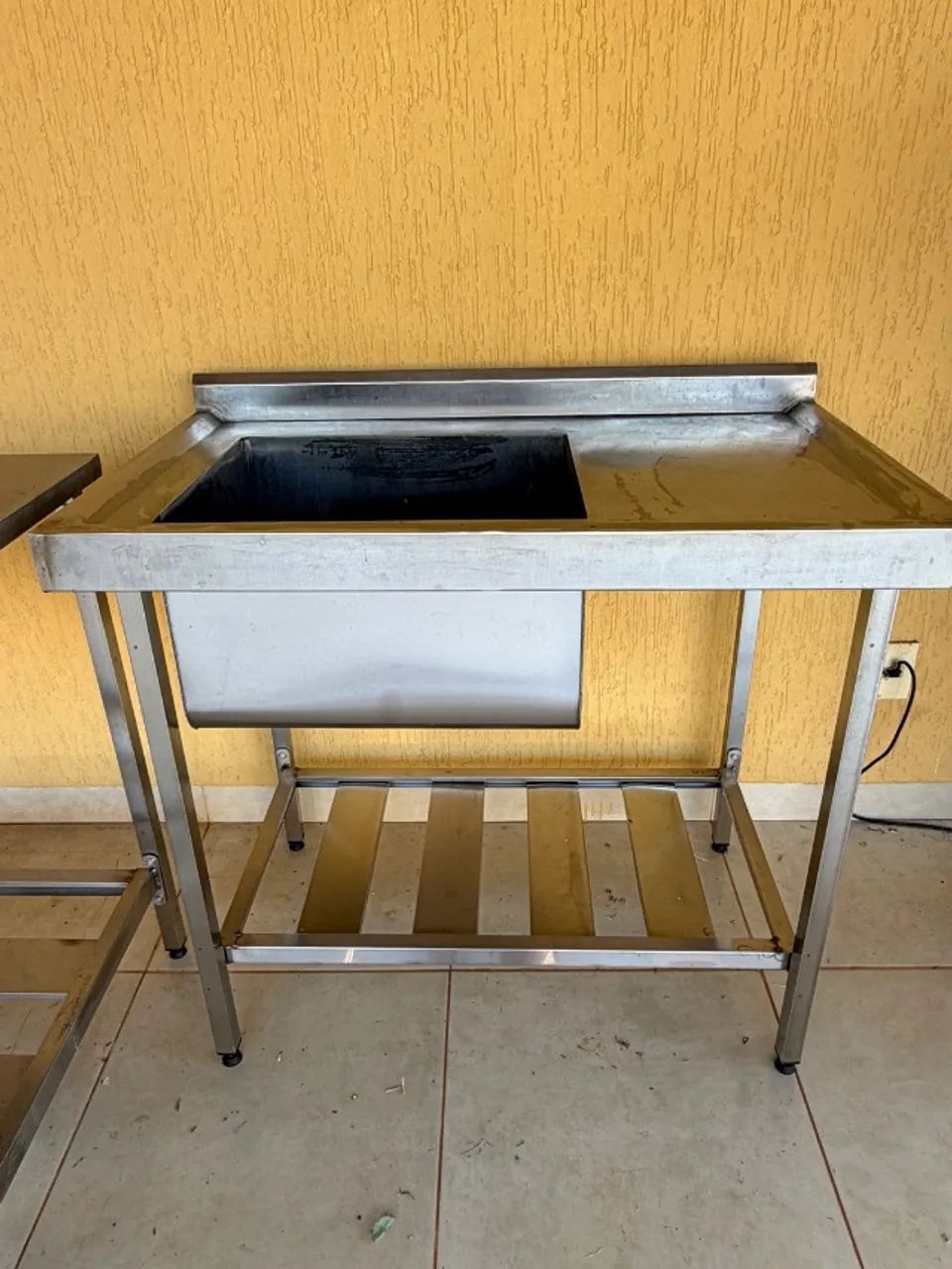 Pia De Inox Com Cuba À Esquerda De Uso Culinário 100x60x90cm - Foto 2
