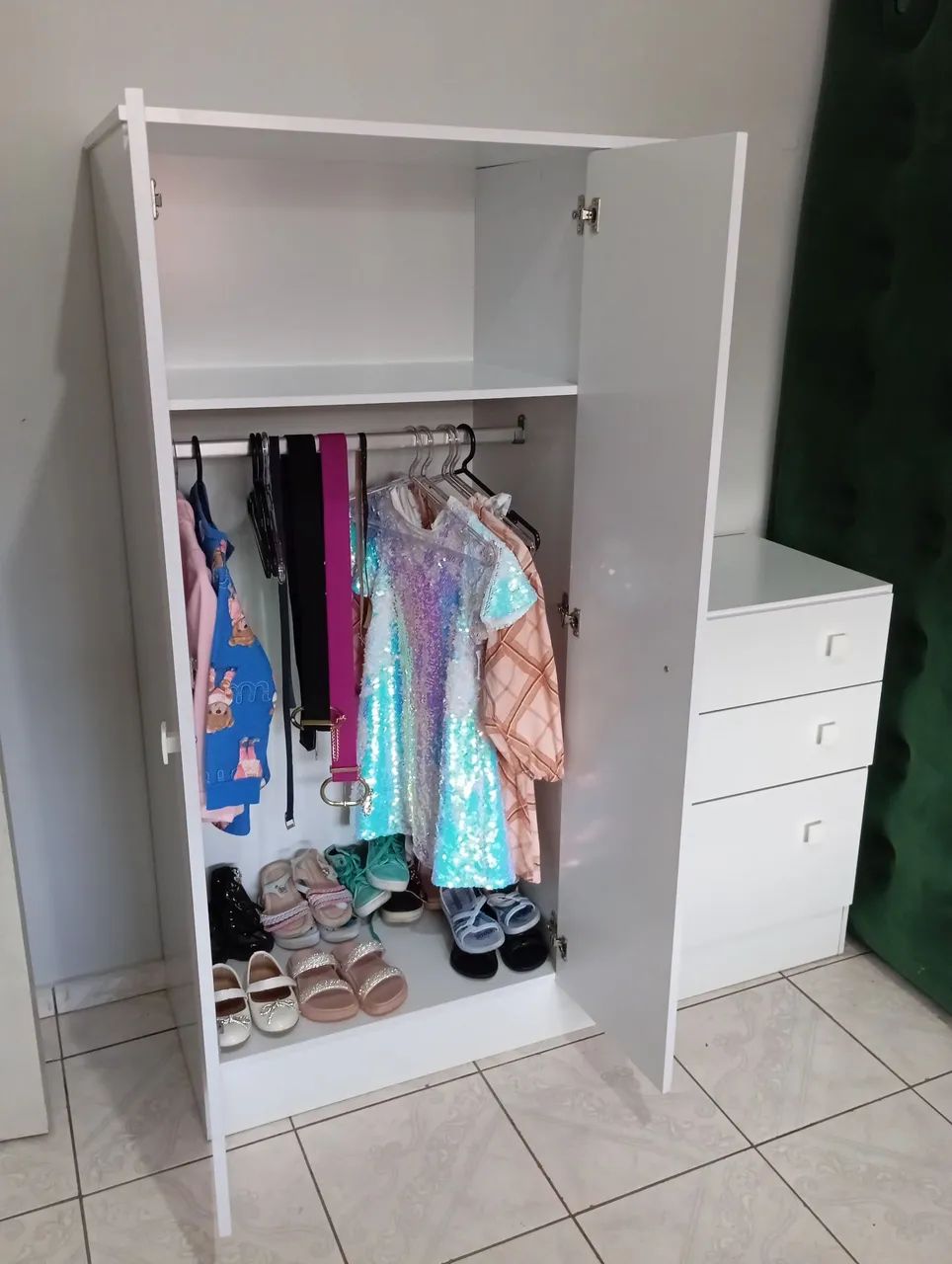 Guarda-roupa Infantil Com Cômoda Doce Sonho - Foto 2