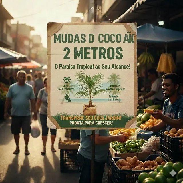 muda  de coco anao 2 metros ponta de folha 