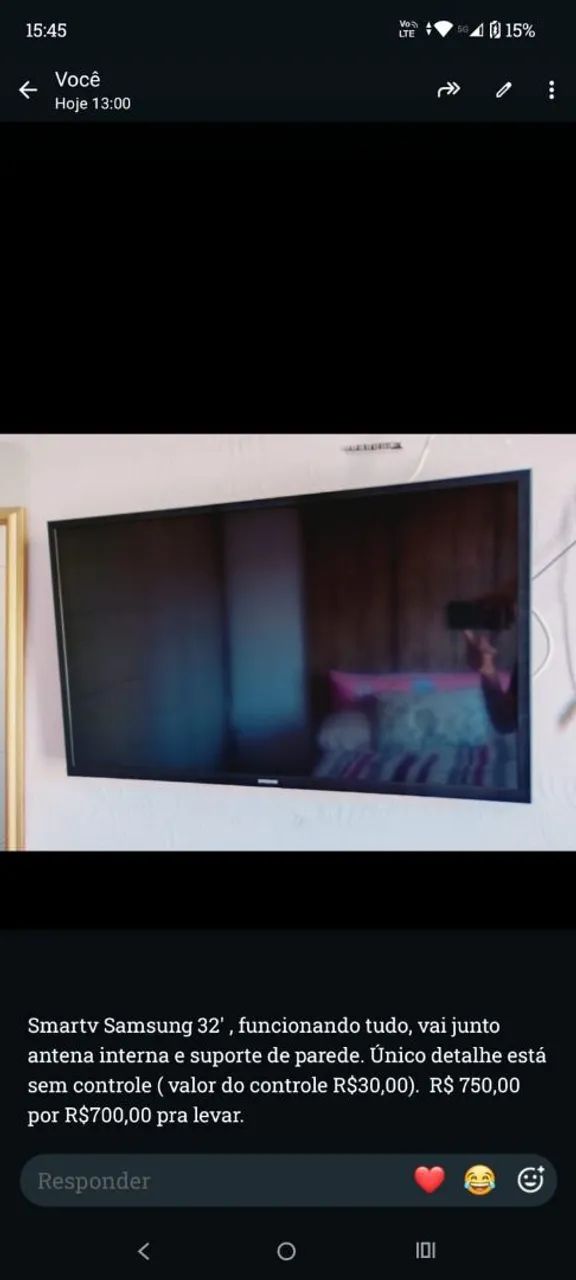 Smart tv 32'polegadas com suporte de parede e antena interna inclusa