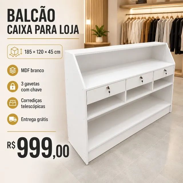 BALCÃO CAIXA ATENDIMENTO MDF NOVO  - Foto 2