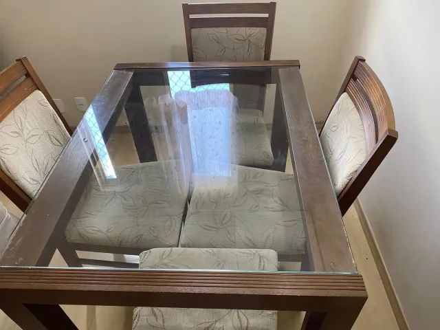 Mesa madeira maciça/vidro temperado - Foto 3