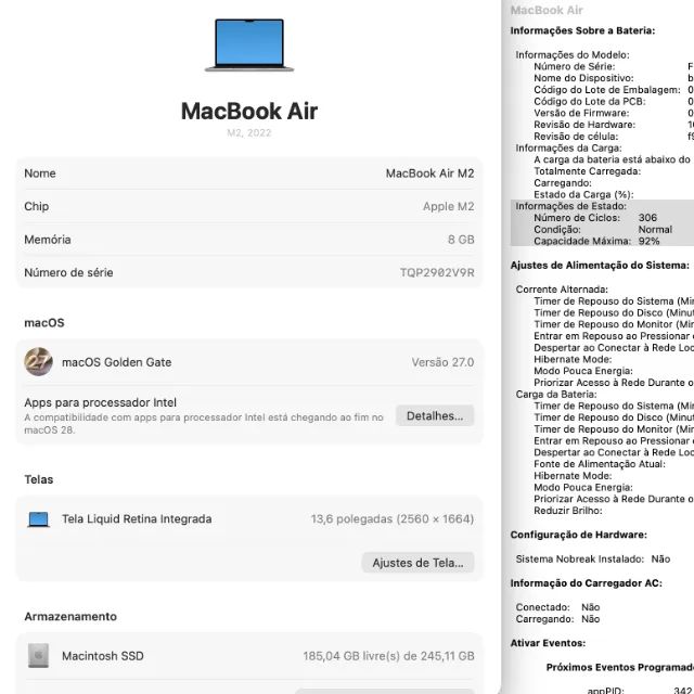 Apple MacBook Air A2681 M2 Bateria 92% De Saúde - Foto 5