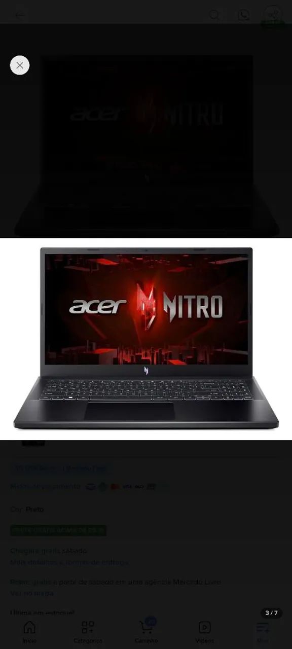 Notebook V15 Anv15-51-58az 13°geração 32gb Intel Core I5 Acer Preto - Foto 5