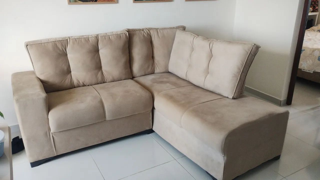 Sofá Novíssimo de canto (Bege) para vender rápido. - Foto 4