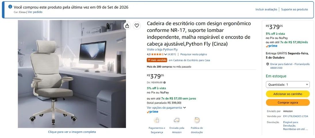 Cadeira para Escritorio - Foto 5