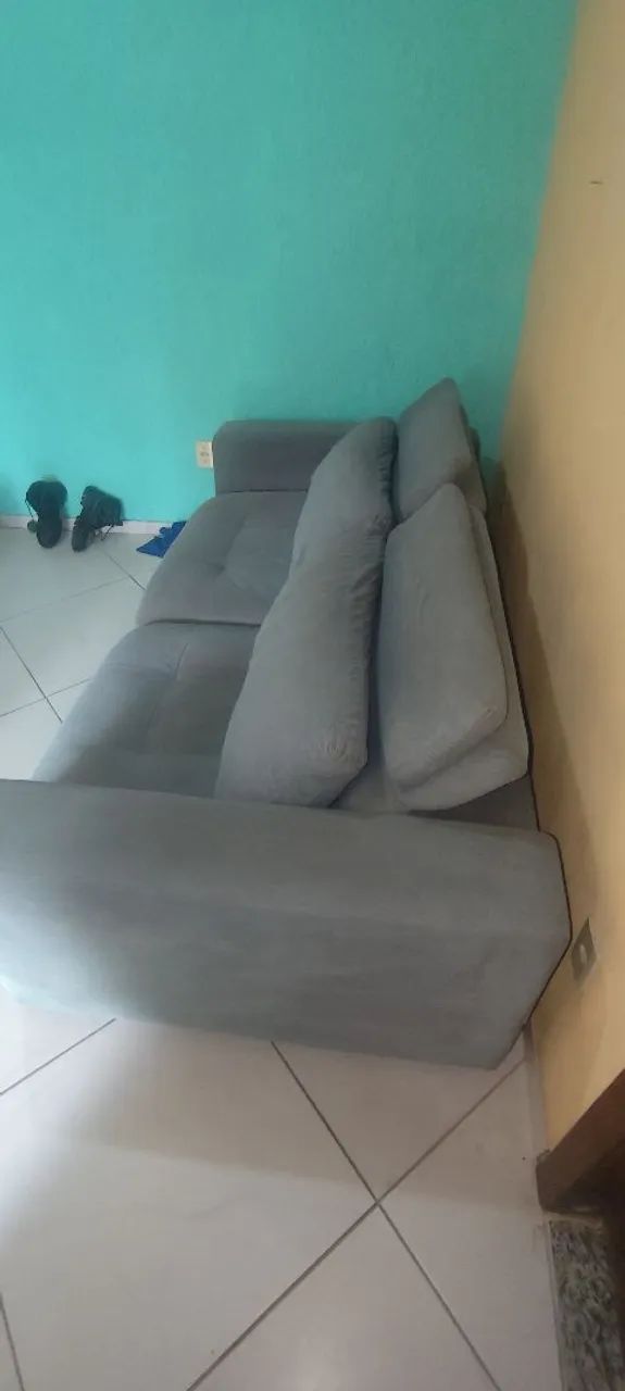 Sofá retrátil cinza 5 lugares  - Foto 4