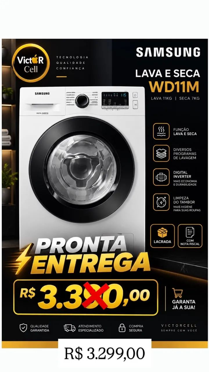 Lava e Seca Samsung | Lacrada | Nova | WD11M 