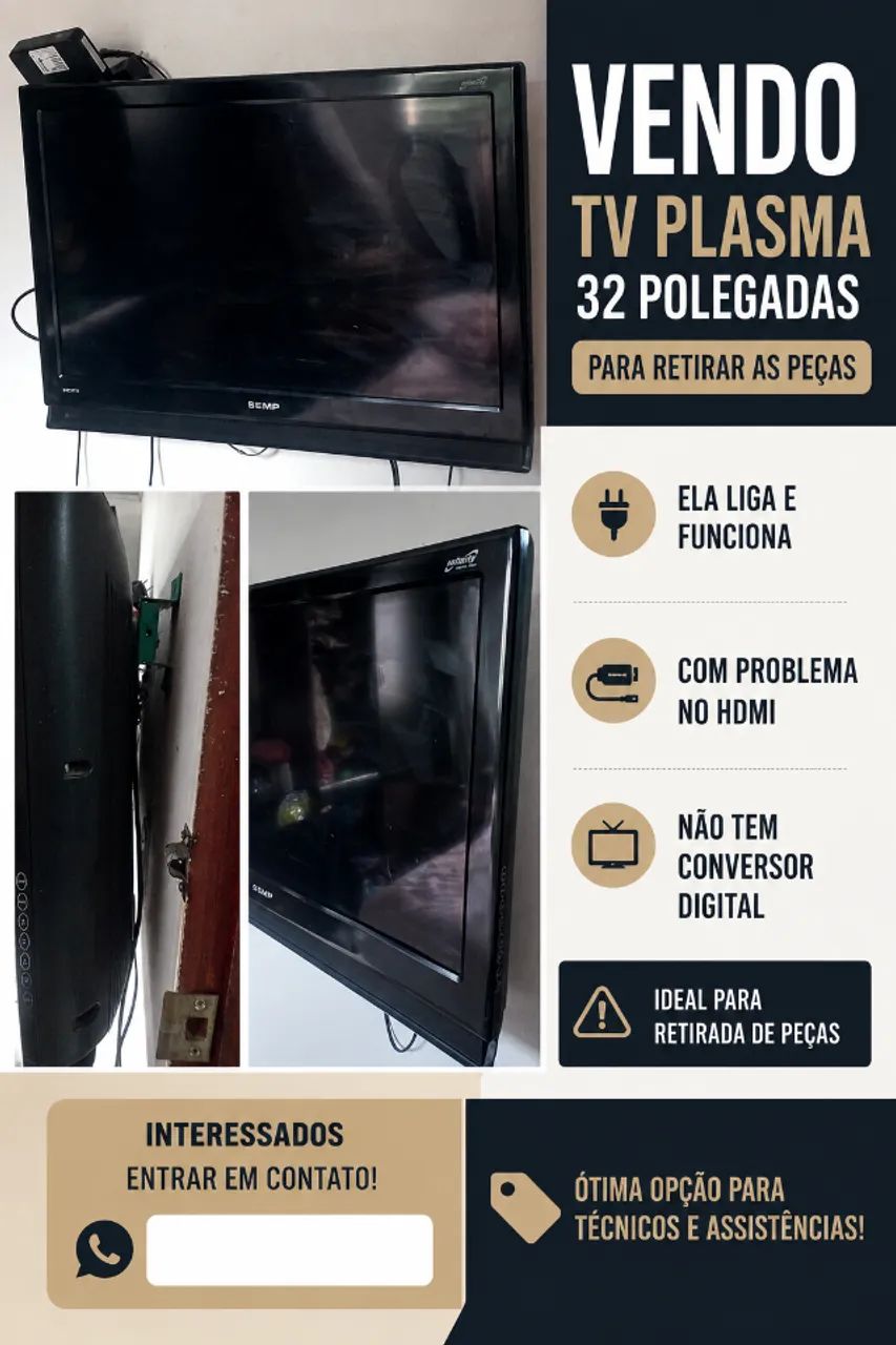 Tv 32 plasma pra retirar peças 