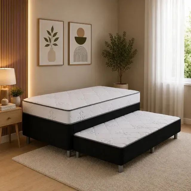  Cama Box Solteiro com Auxiliar espuma d28