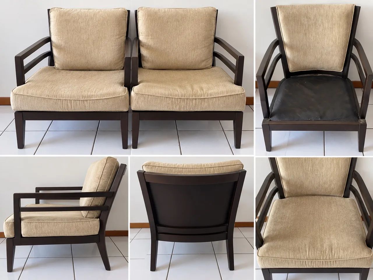  Poltronas de madeira com almofadas - Individual ou Par