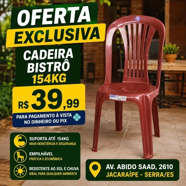 OFERTA EXCLUSIVA - Cadeira Bistrô 154Kg 
