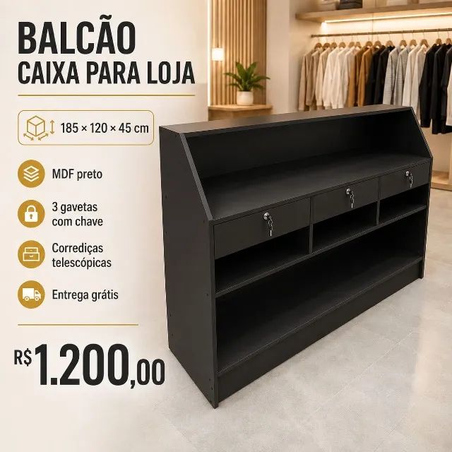 BALCÃO CAIXA ATENDIMENTO MDF NOVO  - Foto 3
