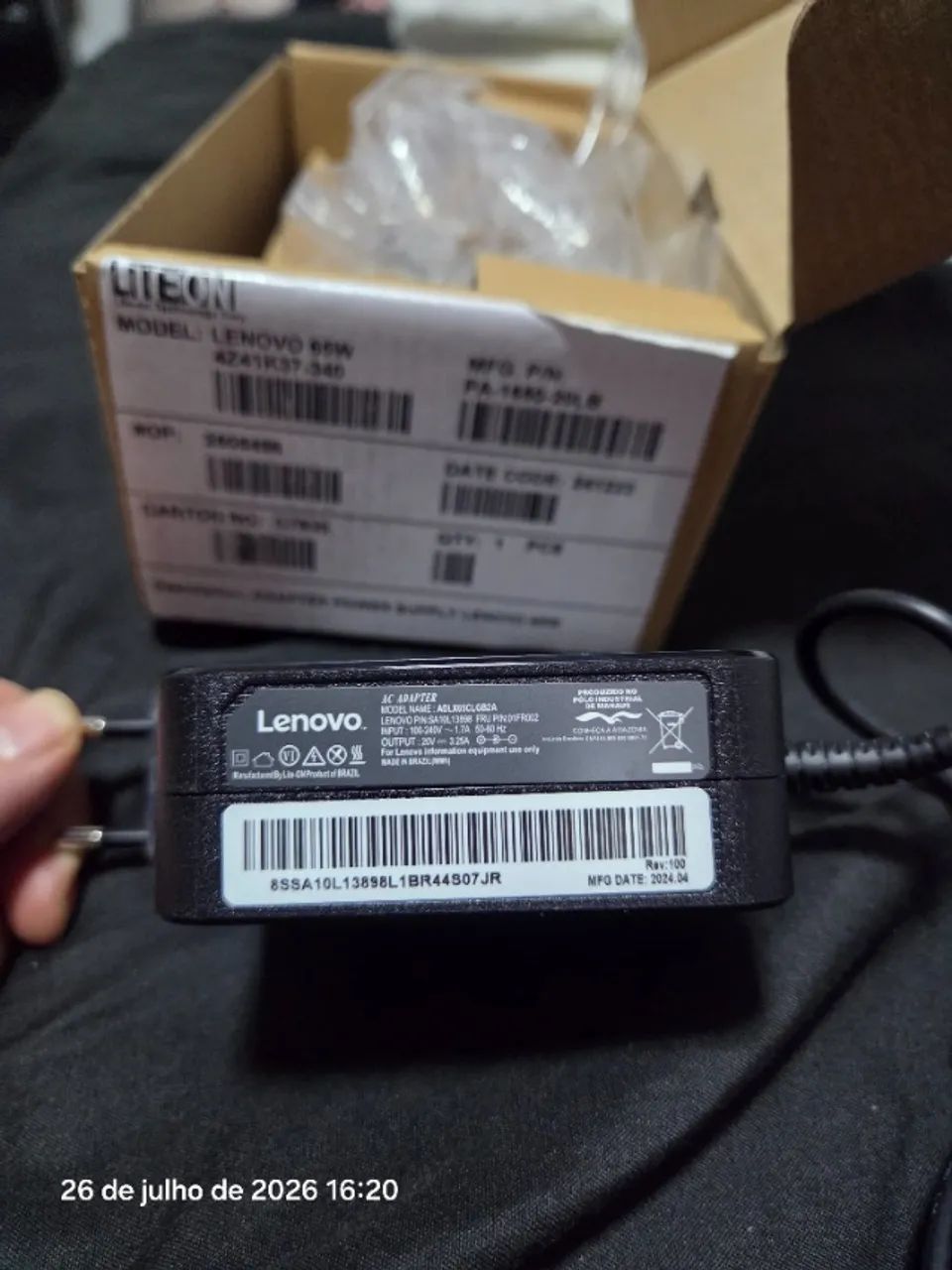 ADAPTADOR AC PARA NOTEBOOK LENOVO 65W 4Z41K37-340 - Foto 2