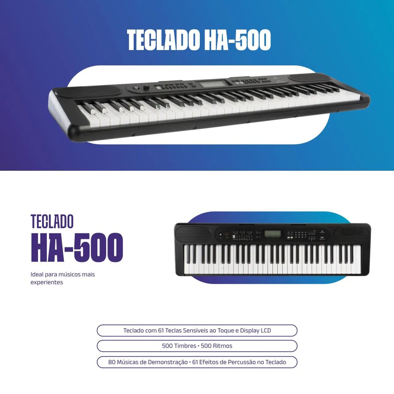 Teclado Musical Harmonics HA-500 com SENSITIVA