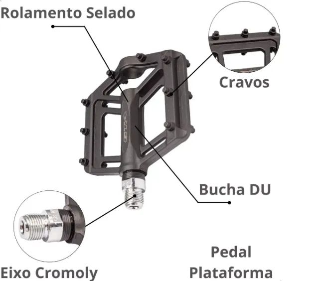 Pedal Plataforma Alumínio Bicicleta Com Rolamento Selado - Foto 5