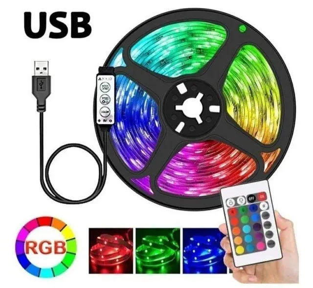 Fita Led Usb Colorida Rgb Controle Remoto 4m Tv Pc E Monitor