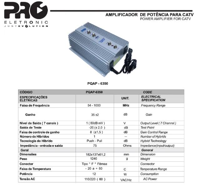 Amplificador Potência Proeletronic Pqap 6350 35db P/ Sistema Multi usuario (Condominios) - Foto 3