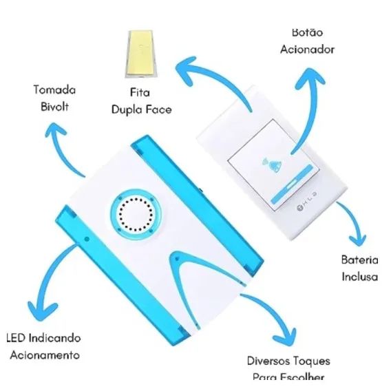 Campainha sem fio Inteligente Wireless residencial Sem Fio KP-CA327 pode retirar no local  - Foto 3