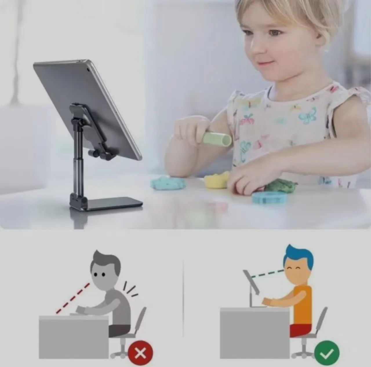 Suporte para celular ergonômico dobrável de mesa  - Foto 2