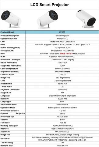Projetor com Android e Wi-Fi HY300 PRO 260 Ansi Lumens - Foto 2