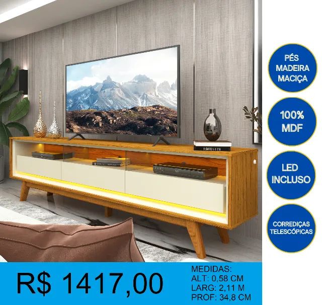 Rack com 2,11m com LED - Muito moderno - Entrega e montagem gratis