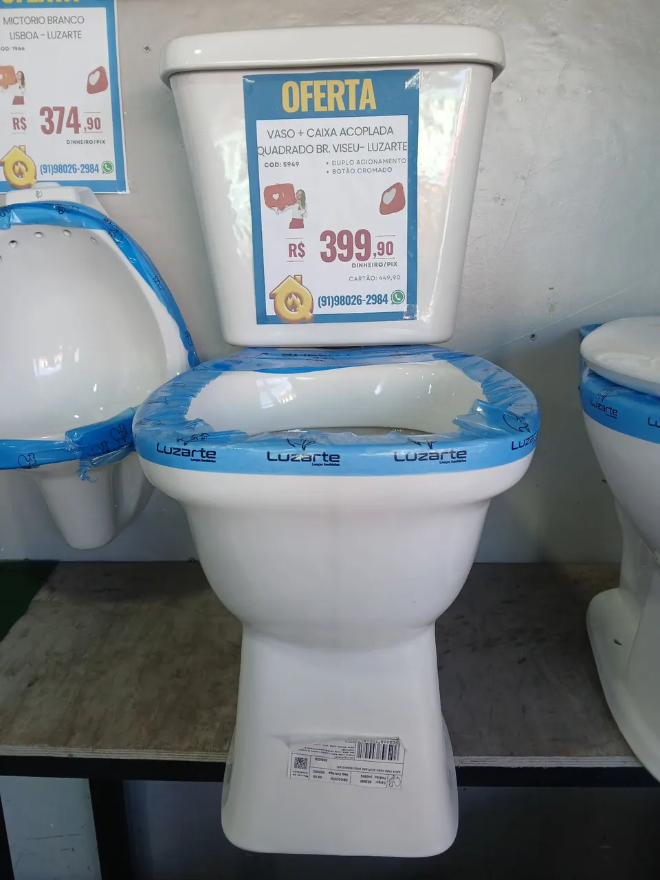 Vaso quadrado+ Caixa Acoplada Luzarte R$ 399,90