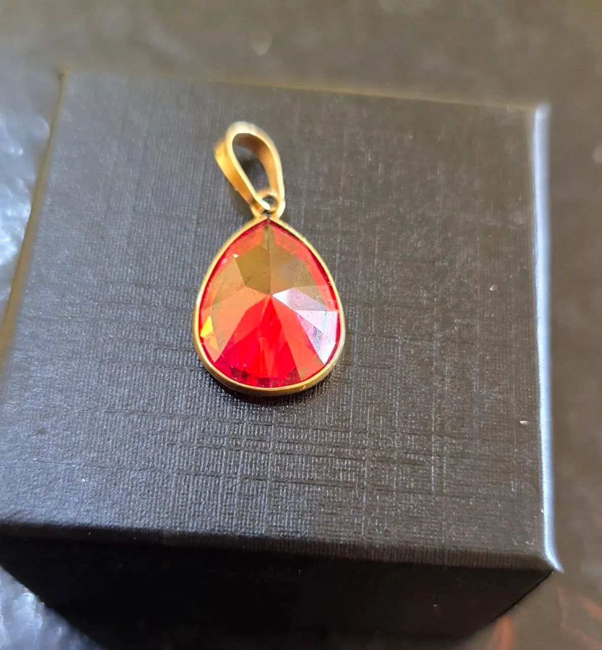 Cordão com pingente gota em ouro 18k - Foto 3