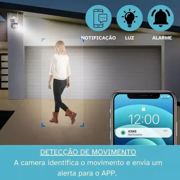 Câmera De Segurança Smart Wi-fi Ip66 Dupla Lente 360 Visão Noturna Externa Prova D' Agua - Foto 2