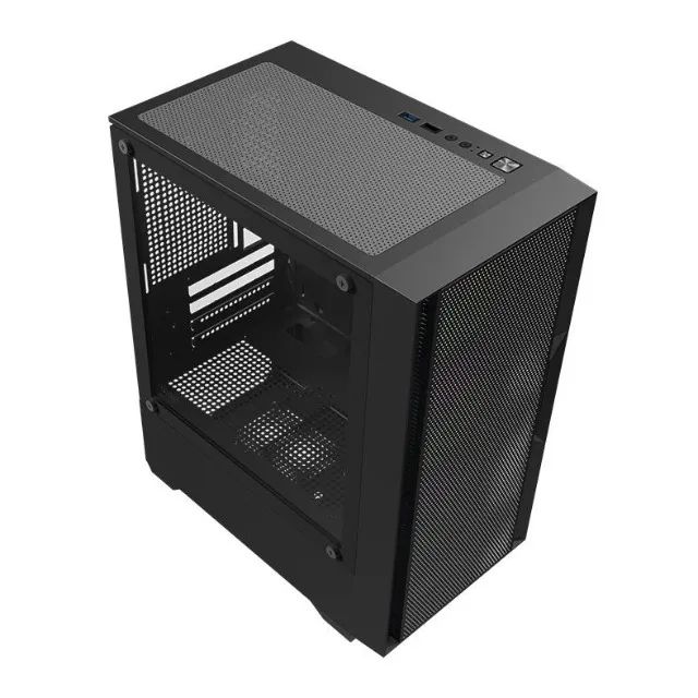 Gabinete Aigo C195M Mesh, Mini-Tower, Lateral de Vidro, Preto, Sem Fans, Novo, Lacrado - Foto 3