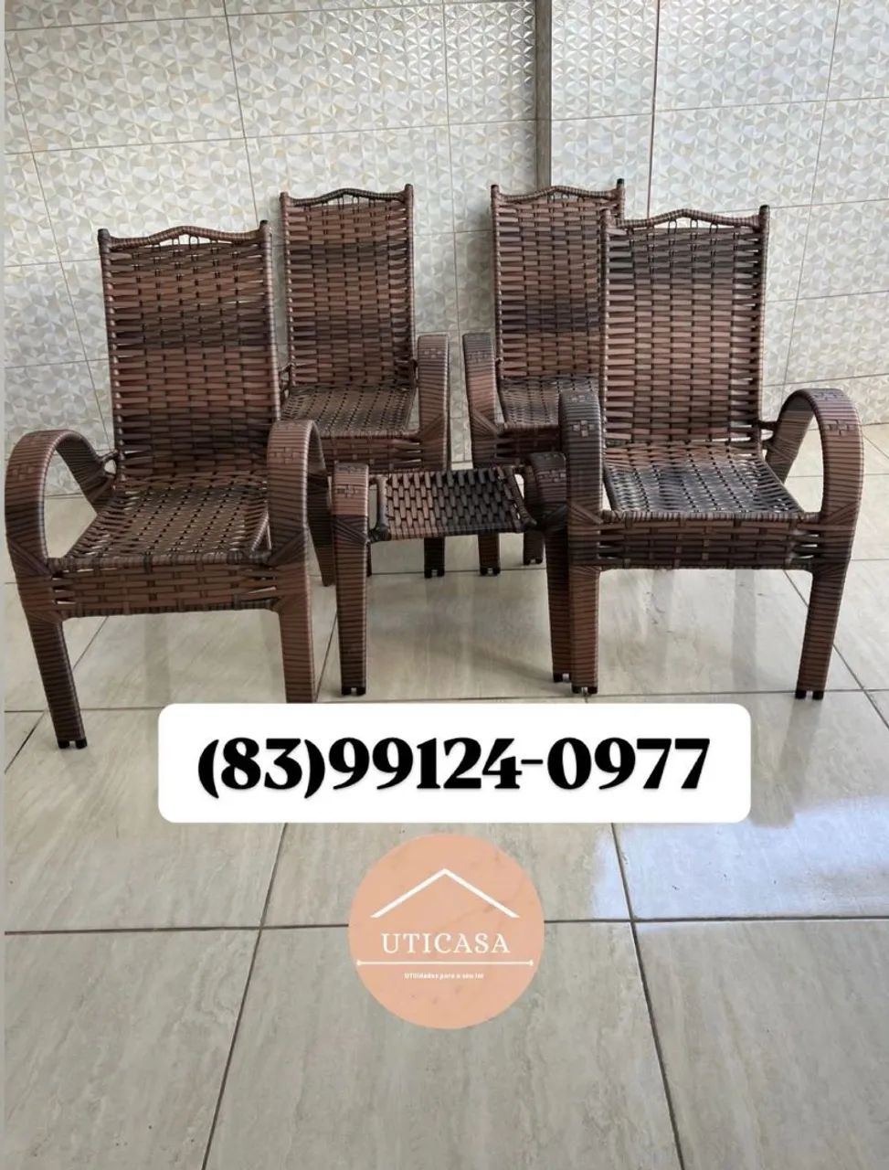 Jogo de cadeiras de fibra sintética - 4 peças - Foto 2