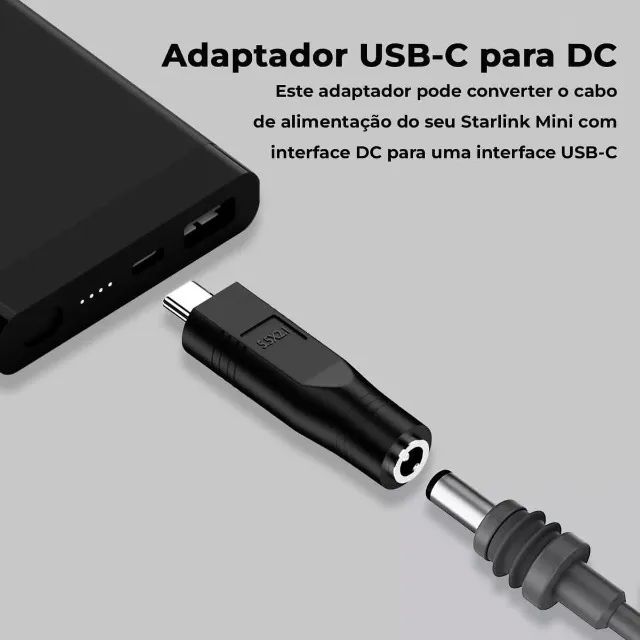 Adaptador Starlink Mini Tipo-C Para DC Powerbank Ligar Cabo Athenix - Foto 2