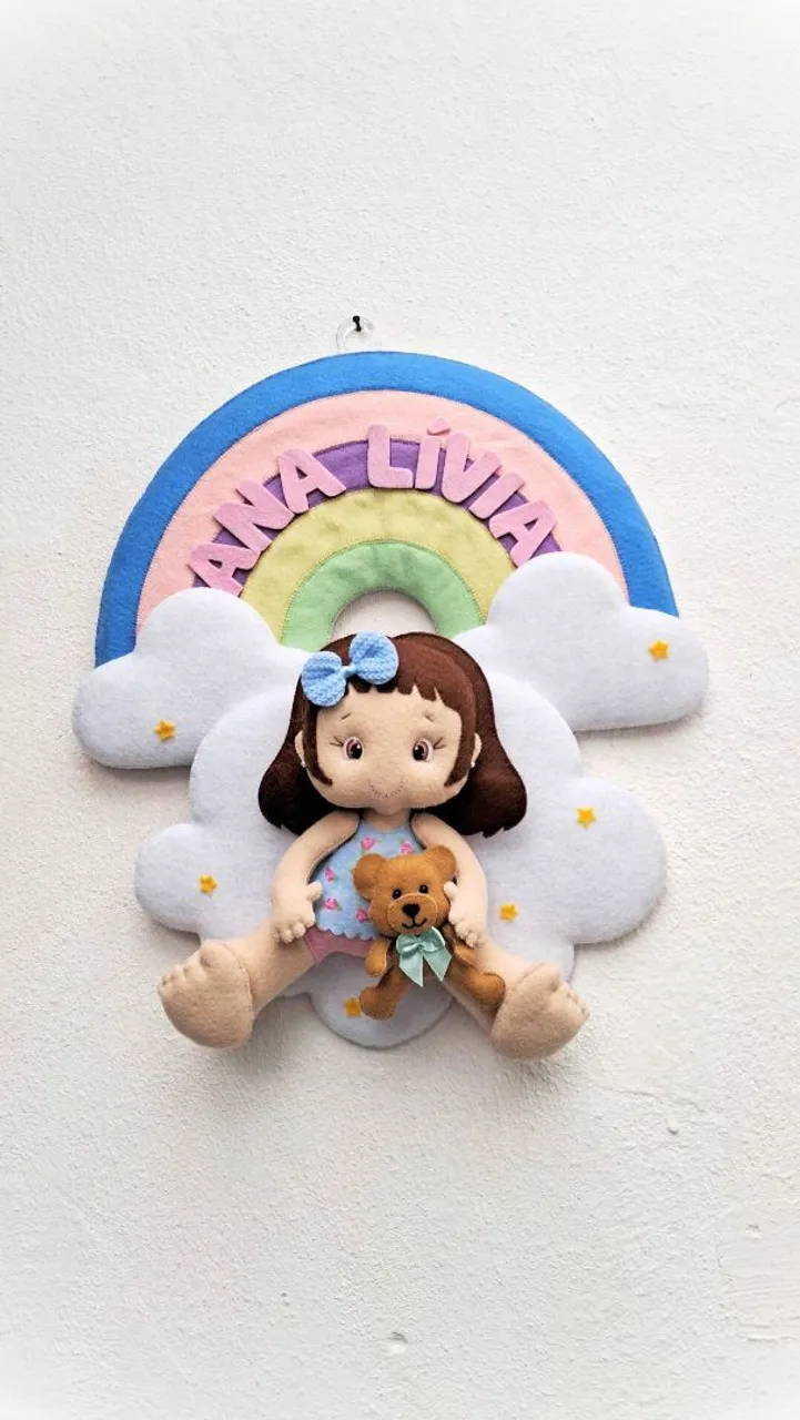 Enfeite de porta - Nuvem e Arco-Íris
