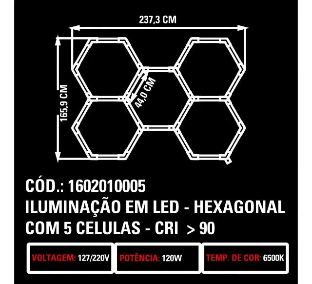 Kit Luminaria Iluminação Colmeia Led 5 Células Sigma - Foto 4