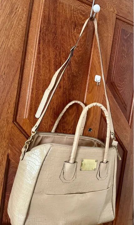 Bolsa nude croco em couro legítimo  - Foto 5