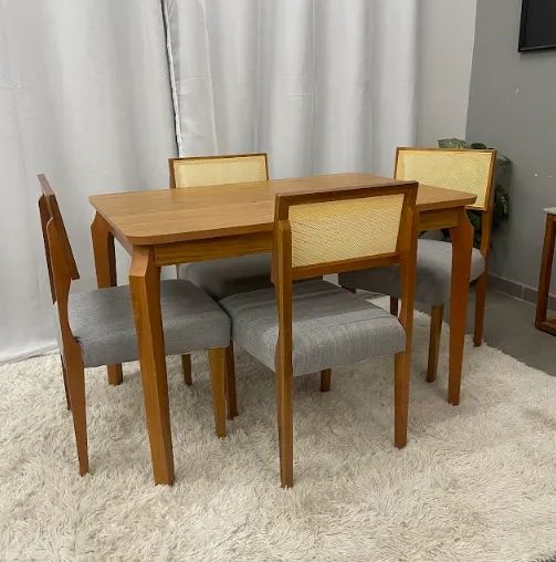 Mesa de Jantar Alegra 1.20×0.80 Com 4 Cadeiras Grécia- Produto Novo 