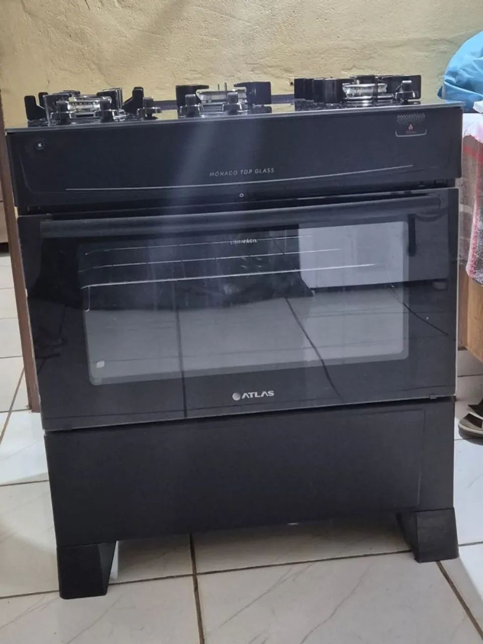 Fogão Atlas Monaco Top Glass 5 Bocas Preto