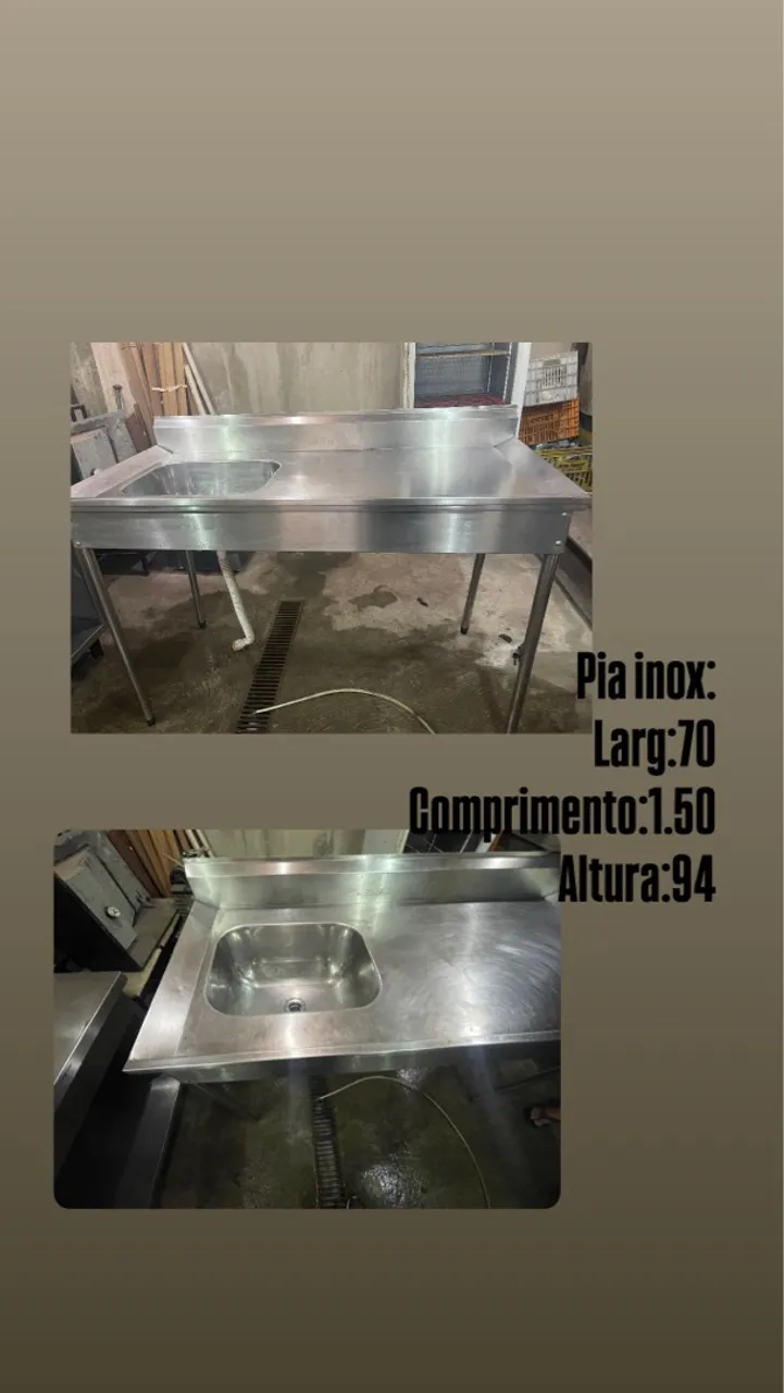 Pia de inox para restaurante