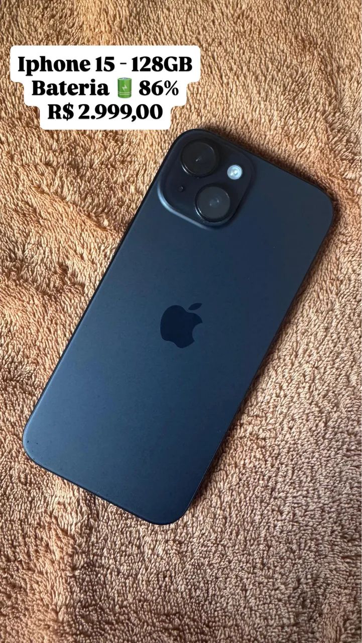 Apple iPhone 15 ブラック128gb 本体　バッテリー86% Iphone 15 - 128GB - bateria 86% - Todo original - Celulares e