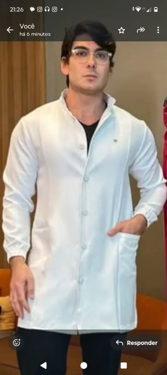 Jaleco Branco com Zíper - Novo - Foto 4