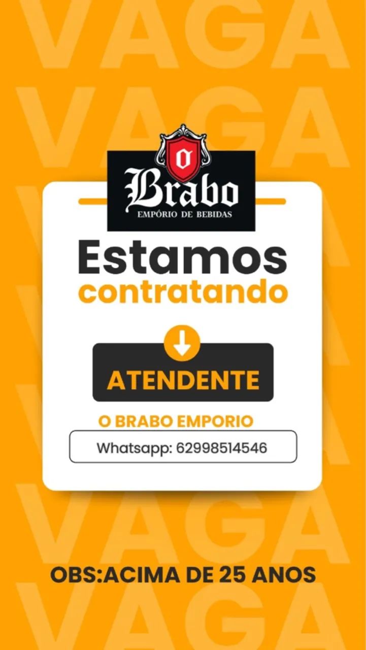 Vagas para Atendente e Serviços Gerais - Brabo Empório de Bebidas - Foto 2