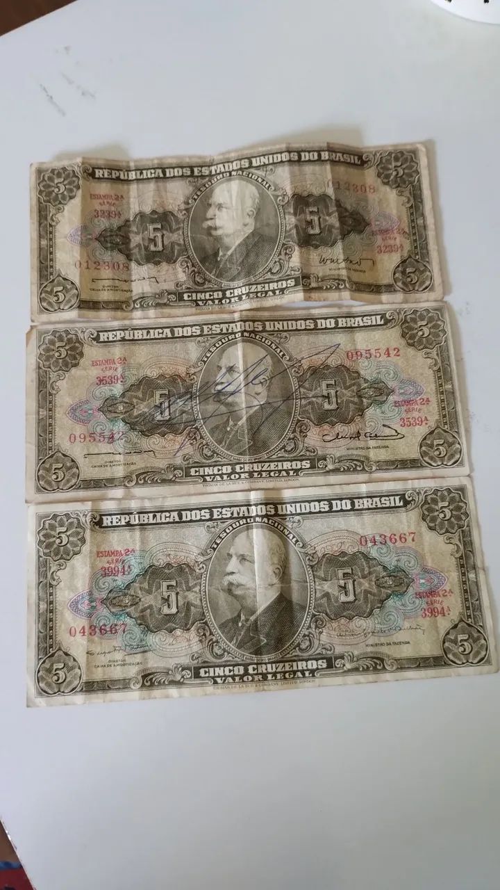 Cédulas Antigas de 5 Cruzeiros - Colecionáveis
