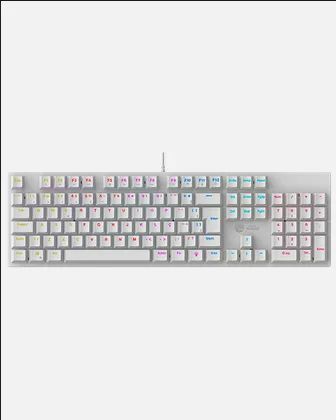 Teclado Mecânico Gamer Ninja Leap, Switch Blue, Rainbow, ABNT2, White, Novo, Lacrado