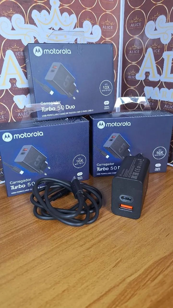 Carregador Motorola 50w Turbo Tipo C 